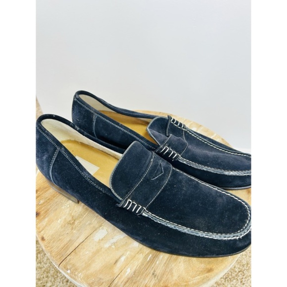 Moreschi Men's Size 9 Blue Suede Penny Loafers Slip‎ On Dress Classic Shoes